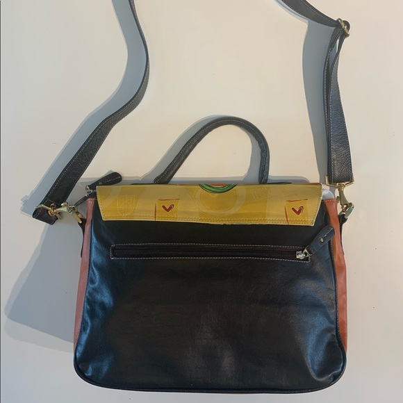 Painted Real Leather Laptop/Crossbody Bag - Picture 2 of 6